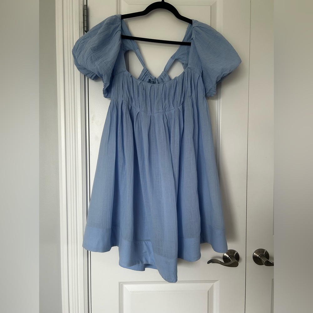 Sky Blue Gathered Dress